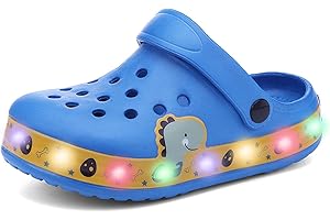 XINGHUANHUA Enfants LED Sabots Garçons Chaussons Douceur Fille Chaussures de Plage Respirantes Sandales Légères Chaussures de Jardin Antidérapantes EU 24-35