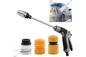 LONTOM Garden Hose Spray Gun, Hose Pipe Spray Gun with Universal Connectors, High Pressure Hose Attachment, Garden Hose Nozzles, Adjustable Water Gun for Plants Watering, Pets Shower, Car Washing