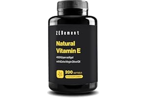 Natural Vitamin E, 400 IU per sofgtel, 200 Softgels | with Organic Extra Virgin Olive Oil | Antioxidant and Anti-Aging | with Organic Spanish Extra Virgin Olive Oil | Zenement