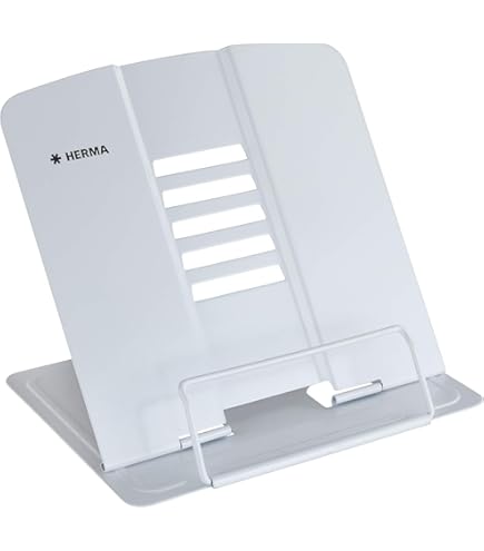 H&S metalen boeken standaard - Opvouwbare boekensteun - Ook voor tablet ereader - Kookboekhouder - 7 hoeken verstelbaar - Antislip - Met boekenclips