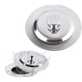 Bouchon De Vidange Universel En Acier Inoxydable - Pour Éviers Et Baignoires (Ouverture 42-44 Mm) - Joint Silicone Étanche - Poignée Anneau