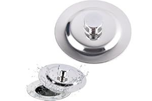 JINGIHE Uniwersalny korek do wanny, zatyczka do zlewu kuchennego, korek do wanny ze stali nierdzewnej, 42-44 mm, korek do umywalki łazienkowej, do kuchni, łazienki i pralni