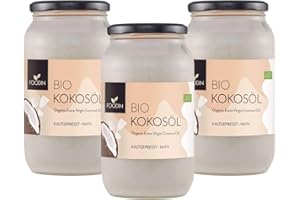 ‎FOODIN FOODIN Kokosöl, Premium Nativ & Natürlich, kaltgepresst, Bio-Kokosöl, Bio-Kokosfett, am besten für Haut und Haare, Rohkostqualität - ideal zum Braten und Kochen (3 x 1000 ml)