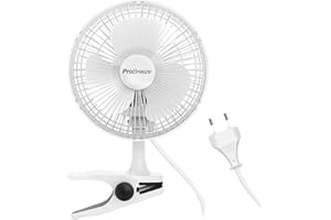 Pro Breeze Mini Ventilateur à Pince - 2 Vitesses, 15 cm - Ventilateur de Table avec Clip, Petit, Portable, Silencieux, Rotation 360° - Pour Maison, Table, Bureau - Blanc