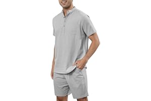 Halfword Mens Tracksuits Cotton Linen Shirt and Shorts Set Summer Casual 2 Piece Outfits Holiday Beach Sets