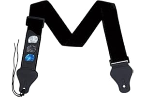 laeeyin Gitarrengurt Geflochtene Verstellbare Gurte mit Leder Ende 3 Plektrumhaltern für E-Gitarre, Westerngitarre, Akustikgitarre & Bass Schwarz