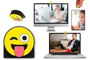 hidemonkeys (1 Stück Webcam Abdeckung, Laptop Kamera Abdeckung, Webcam Cover, Smiley Camera Cover für Laptop, Emoticon Privacy Cover, Notebook und Tablet im 3D Emoji Design Yellow (Smiley)