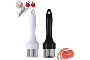 JHXHHTHONGTONG 2 Piezas Ablandador de Carne Aguja Herramientas para Ablandar Carne Ablandador de Carne en Acero Inoxidable Aguja para Bistec para Pechuga de Pollo Bistec Ternera Pollo Pescado (21 Cuchillas)