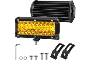 BIHEE Faro di Lavoro 2 pz 12V 240W 24000LM Proiettore LED Lampada da Lavoro 18cm 6000K Luce Giallo Barra Led Per Auto Trattore Quad Veicolo Barca