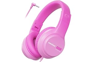 awatrue Casque Audio Enfant, 74/85/94dB Volume Sécurisé Casque Filaire Enfant, Son Stéréo, Pliable, 3.5 mm Jack Over Ear Casque pour Enfants pour Ipad/Voyage/Tablette/Téléphone (Rose)