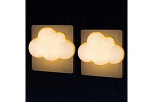ANNMORE Luce Notturna Bambini da Presa, 2 Pezzi Luce Notte con Spina per Cameretta Neonato, Lampada Nuvole da Parete Sensore Crepuscolare, Punto LED Luci di Cortesia Casa, Decorazioni Camera da Letto Ragazza