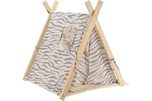 STC Stores Wood Framed Pet Tent suit Cat/Ferrets/Small Breed Dogs or Small Puppies (Zebra Print)