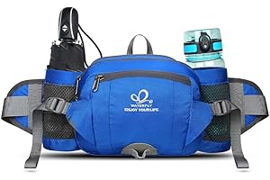 WATERFLY Torba na pasek z uchwytem na butelkę, regulowany pasek, torba na brzuch, torba na telefon komórkowy, wodoszczelna torba biodrowa na wędrówki, podróże, kemping