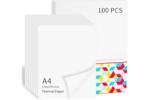 MEMOKING Lot de 100 Feuilles de Papier Thermique A4 pour 210 x 297 mm Compatible avec Phomemo & A285M/M08F/M832/M832D/M834/M08D/Q302 imprimante mobile, à séchage rapide pour contrat, photos, dessins, devoirs