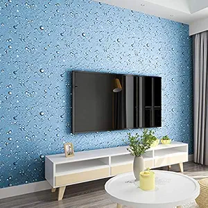 Wolpin Wall Stickers Wallpaper Decal (45 x 600 cm) DIY PVC Self-Adhesive Bubbles, Kids Room, Lamination Paper, Office, Home Decorative, Water Blue