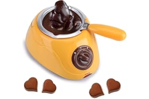 OUMIJ1 Melting Pot Au Chocolat - Melting Pot Électrique - Machine à Fondre Le Fromage - Diy Lovely Chocolate - Outil de Cuisine - Avec Ensemble de Moules DIY (EU Plug)(Jaune)