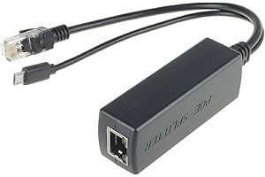 DSLRKIT Active PoE Splitter Power Over Ethernet 48V to 5V 2.4A Micro USB Plug for Raspberry Pi B/B+/2/3