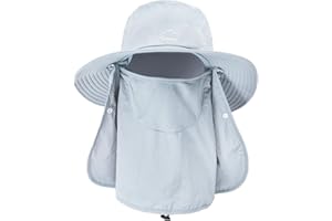 ehsbuy Fischerhut Herren Breiter Krempe Mesh Tropenhut Safari Hut Faltbar Sonnenhut mit Gesichtsbedeckung Nackenklappe