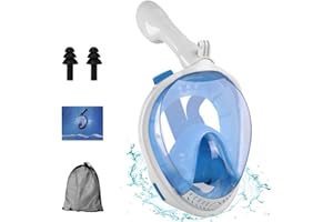EOVZWXJ Full Face Snorkel Mask Adult, Snorkeling Diving Masks, Snorkeling Swimming Mask with 180° Panoramic View/Sports Camera Mount/Anti-Leak/Anti-Fog for Men Women