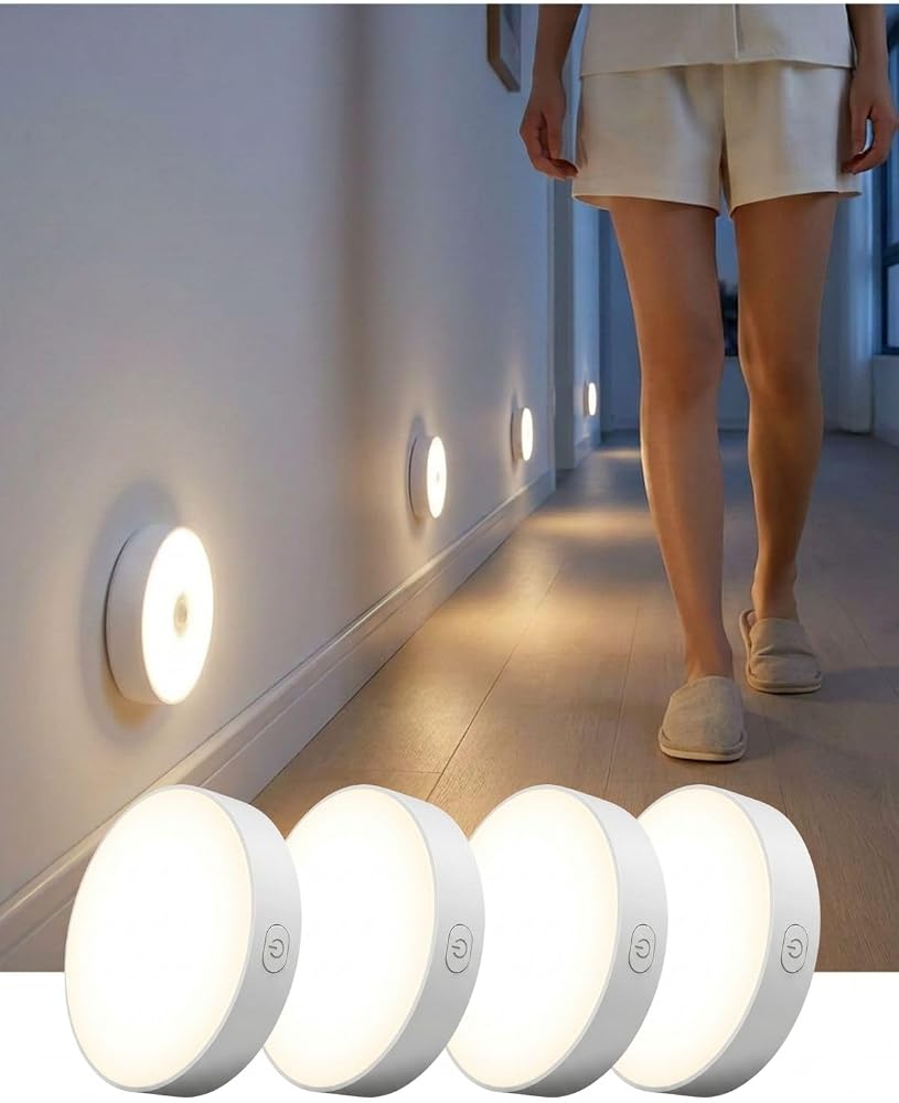 ARVALE 4’lü Hareket Sensörlü Şarjlı Led Lamba – Beyaz Işık | USB Type-C, Mıknatıslı