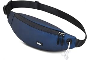 QINLOV Sac Banane Homme Femme Ville De Sécurité pour Voyage Ou Outdoor Sport Waist Pack Fanny Pack pour Vie Quotidienne Ou Randonnée (Bleu)