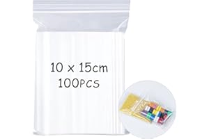 Bustine Trasparenti Richiudibili, Skaaisont Sacchetti Plastica Richiudibili, Applicano a Cucina, Ufficio, Semi di Gioielli e Piccoli Accessori (10 x 15cm) x 100pcs