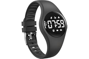 FOCWONY Kids Fitness Tracker Watch with LED Display, Water Resistant Step Counter Watch, Digital Wristwatch, Pedometer, Alarm Clock & Calendar for Boys Girls teens (Black)