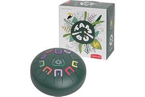 JUEGACONMIGO TAMBÚ - Tamburo in Acciaio, 20,3 cm, 11 Note, Handpan, Strumento a percussione Metallico (Verde Giungla Opaco)