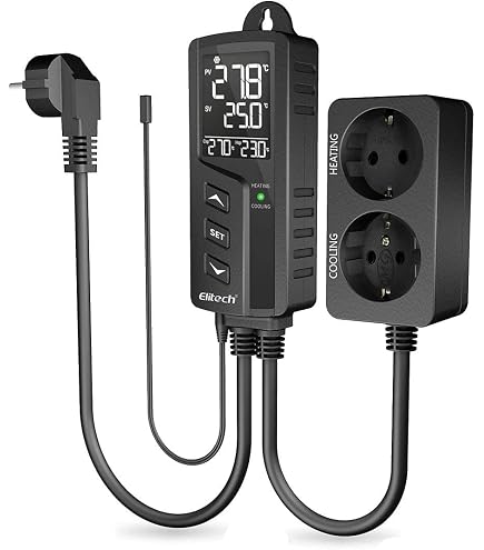 2x SODIAL Feuchtigkeits- & Temperaturregler – Steckdose 230V, Thermostat 3573 – Für Lüfter/Heizung Feuchtigkeitsregler Temperaturregler