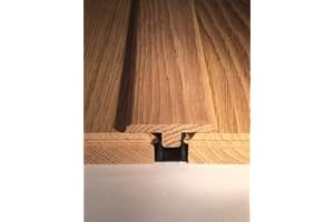 Universal Moudlings Oak Wood T-Section Transition Bar, Twin Profile for 14mm to 18mm Floor with Fixing Track