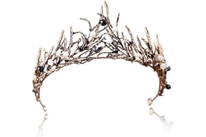 Svart pärlakrona, häxor tillbehör damer, svart svan, vintage prinsessa hårkrona för bal, pageant, födelsedagsfest, jul, hallo