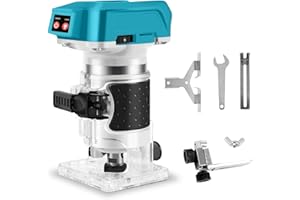 CONBLOM Akku Oberfräse für Makita 18V Akku, 1300W Oberfräse Trimmer Einhandfräse, Bürstenloser Motor, Elektrischer Handschneider Holzlaminator Palm Router, 6,35 mm (ohne Akku)