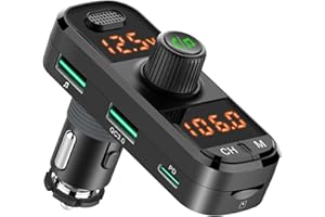 GIZMOVINE Bluetooth FM Transmitter for Car, PD3.0+QC3.0+USB Car Charger, Bluetooth Car Adapter with Rotatable Base,Handsfree Auto Kit Support Siri Google Assistant U Disk/TF Card/Aux