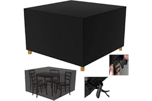 LEJU ART Housse Salon de Jardin Carré 115x115x74cm(45x45x29in) 420D Oxford Imperméable Bâche de Protection Housse de Meubles Table Extérieure Coupe-Vent Anti-UV Résistant Au Froid Housse de Meuble de Patio