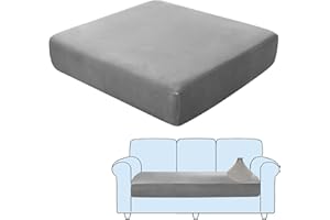 SHUOJIA Sofa-Sitzkissenbezüge, Sofakissen-Bezüge Stretch-Samt,Sitzkissenschutz,Couchkissen-Bezüge Ersatz Für Individuelle Kissen Mit Elastischem Stoff (Grey,Large-3-Seater)