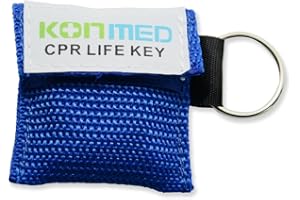KONMED 20 Stück/Packung CPR Gesichtsschutzschilde CPR Maske Erste Hilfe Schlüsselanhänger Schlüsselanhänger (blau)