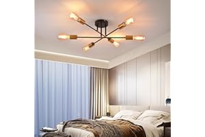 ANWIO Lampadario da Soffitto Moderno, Lampadario Industriale Oro, Lampadario Con Bracci Regolabili con 6 Luci, Plafoniera Soffitto E27, per Camera da Letto, Soggiorno, Cucina (Lampadine Escluse)