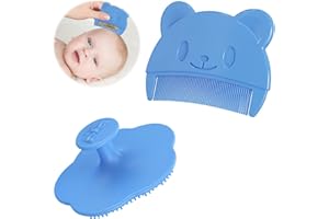 Baby Badebürste, FainFun Milchschorf Baby Entfernen Bürste,Weiche Borsten, 2PCS Kopfhaut Massagebürste Baby, Haarkamm für Baby Geeignet für Neugeborene, Baby.