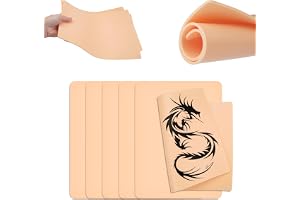6 stycken A4 konsthud tatuering övningskudd 3 mm, silikontatuering hud att öva, 20 × 30 cm tatueringsövning hud dubbelsidig, professionell konsthud för tillfälliga tatueringsmallar, för nybörjare och