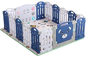 MOLI Box per Bambini Centro Attività per Neonati Recinzione per Bambini Parco Giochi per Bambini Parco Grande Parco Attività Pieghevole al Coperto e All'aperto con Schiuma Anticollisione (14+2)