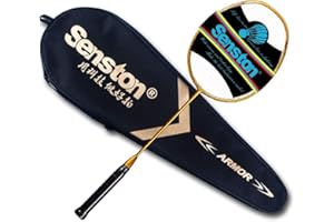 Senston Raquette de Badminton N80, Raquette Badminton en Fibre de Carbone, Unisexe, Équilibrée en Tête, pour débutants et confirmés