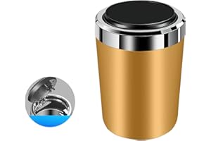 WT WISDOM TOGETHER Cendrier de Voiture avec Couvercle, Cendrier Extérieur Portable en Acier Inoxydable Sans Fumée, Cendrier de Cigarette Automatique à Lumière LED Bleue pour Le Bureau à Domicile Voiture Voyage