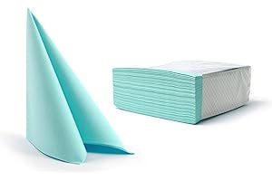 Aroba Airlaid 100 Tovaglioli Simil-Tessuto 19 Colori 40x40 cm Piegatura 1/4 di Alta qualtià per Matrimoni Aspetto Tessuto, per Feste di Compleanno, Catering, Hotel, Natale Turchese