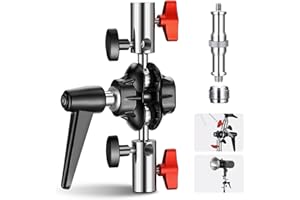 NEEWER Wysokiej jakości adapter do statywu świetlnego z metalowym podwójnym przegubem kulowym, dwa odbiorniki 5/8", 1/4" na 3/8", śruba 3/8" na 5/8", do stojaka C, maksymalne obciążenie 14 kg, UA020