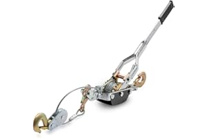 NEIKO 02256A Come Along Winch, 5-Ton (10,000 Lbs) Pulling Capacity, 10Ft, 3 Hook, Heavy Duty Power Cable Come Along Tool with Dual Gears, Hand Winch Cable, Automotive Hoist Winch Puller, Recovery Gear