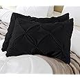 King Pillow Shams Set of 2 Pinch Pleated Black Pillow Shams King Size 20x36 Pillow Covers 100% Egyptian Cotton 600 TC Soft Skin Friendly Cushion Cover Cases Pinch Decorative Pillow Shams for Bed