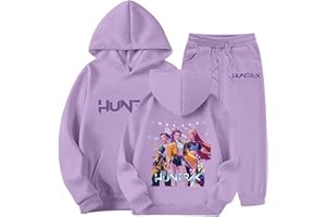 GENERIC Kpop Kinder Jogginganzug Mädchen Jungen - K Pop Trainingsanzug Kinder 2 Teilig Kpop Pullover Hoodie und Jogginghose, Hip Hop Outfit Mädchen Sportkleidung Y2K Anime Kapuzenpullover Sport Set 2-13 Jahre