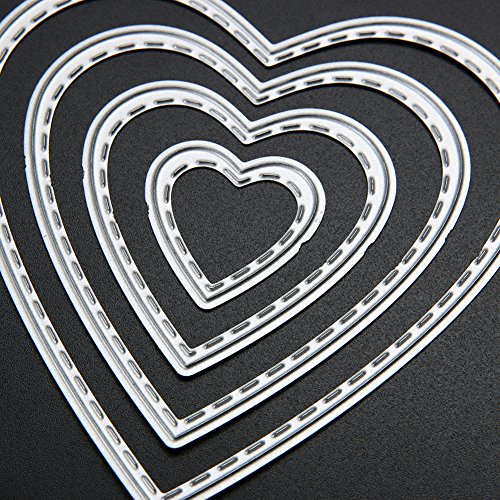 Amazingdeal365 4 PCS Herz Metall Form Schablonen Schneiden DIY Dekor Sammelalbum Karten Buchzeichen Lesezeichen als Geschenk für Freunde Geburtstag Kinder,Kindergarten Hobby Schule Handarbeit Unterricht usw. Ein tolles Geschenk! - 9