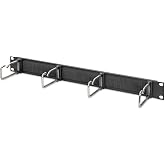 DIGITUS Cable Management Panel with Brush Strip - 1U - 4 Guide Brackets 40 | 19" 1U - Steel Guide Bar - For Network Cabinets