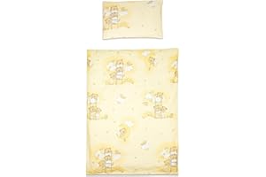Baby Comfort 2 Piece Bedding Set 135x100 cm Duvet Cover & Pillowcase for Toddler Cot Bed (Ladders Yellow)